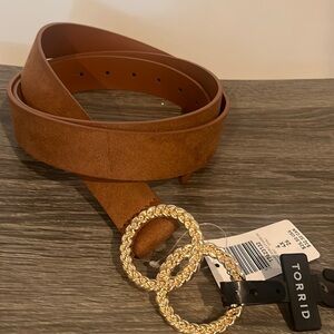 Torrid Brand Plus size belt. Double O Gold buckle . Cognac Faux suede SZ 4 plus